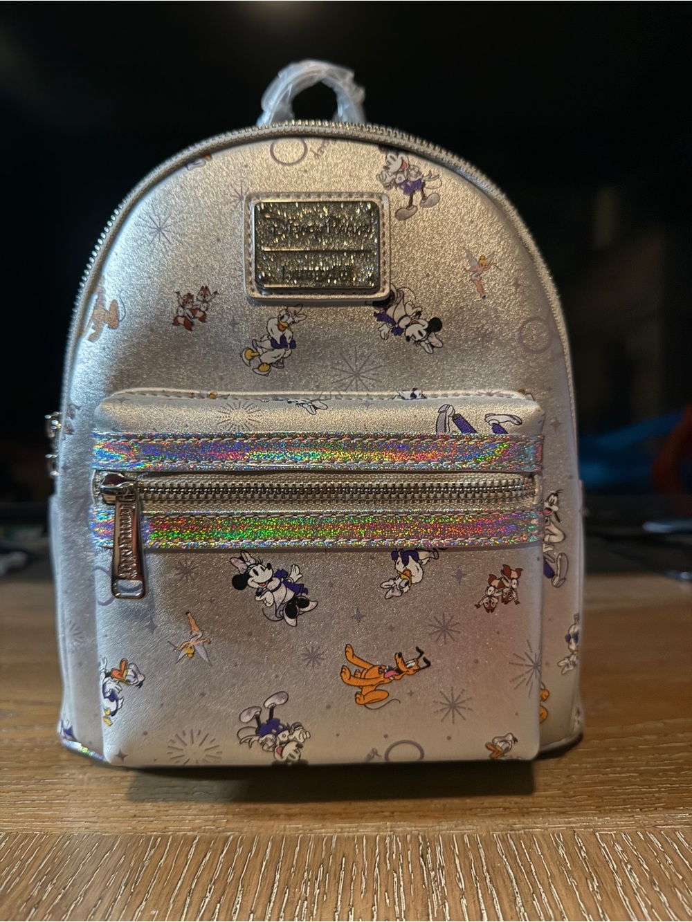Loungefly Silver Holographic Disney 100 Character Mini Backpack